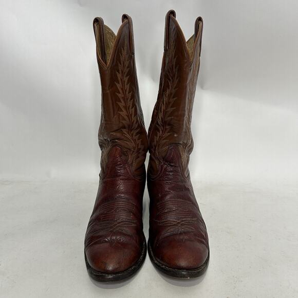 Vintage Tony Lama Leather Cowboy Boots Gold Label “Brown” main image 5